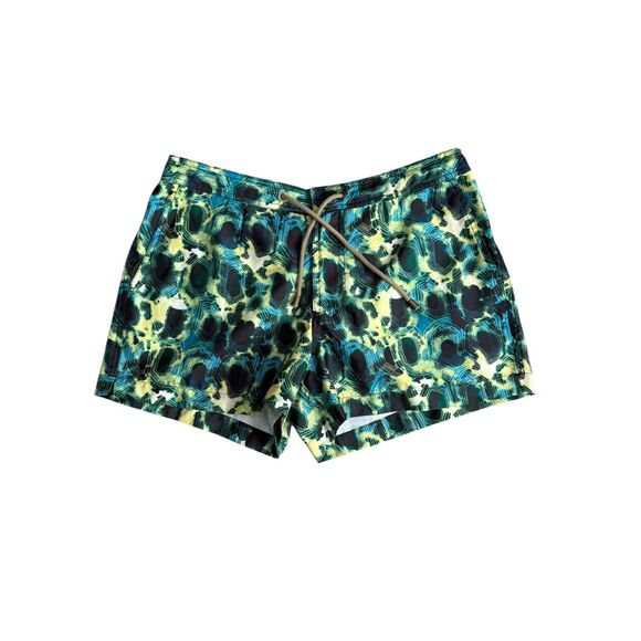 Thorsun Women’s Swim Shorts MAbstract Geometric Print Green Blue YellowNWT